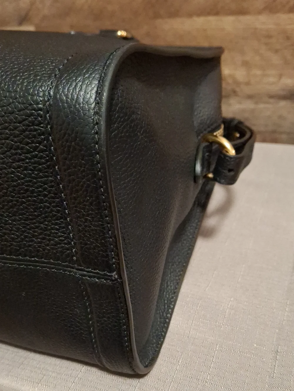 Alexander McQueen Black Leather Satchel with Gold Skull Accent